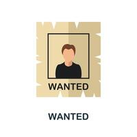 Wanted flat icon. Color simple element from wild west collection. Creative Wanted icon for web design, templates, infographics and more vector