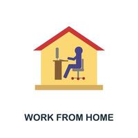 Work From Home flat icon. Colored filled simple Work From Home icon for templates, web design and infographics vector