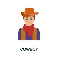 Cowboy flat icon. Color simple element from wild west collection. Creative Cowboy icon for web design, templates, infographics and more vector