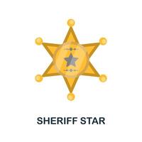 Sheriff Star flat icon. Color simple element from wild west collection. Creative Sheriff Star icon for web design, templates, infographics and more vector
