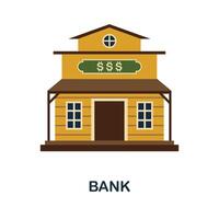 Bank flat icon. Color simple element from wild west collection. Creative Bank icon for web design, templates, infographics and more vector