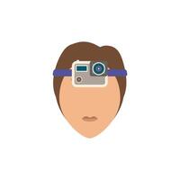 Head Camera flat icon. Color simple element from wearable devices collection. Creative Head Camera icon for web design, templates, infographics and more vector