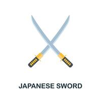 Japanese Sword flat icon. Color simple element from weapon collection. Creative Japanese Sword icon for web design, templates, infographics and more vector