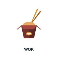 Wok flat icon. Colored sign from take away service collection. Creative Wok icon illustration for web design, infographics and more vector
