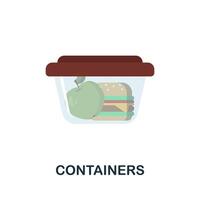 Containers flat icon. Colored sign from take away service collection. Creative Containers icon illustration for web design, infographics and more vector