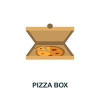 Pizza Box flat icon. Colored sign from take away service collection. Creative Pizza Box icon illustration for web design, infographics and more vector
