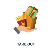Take Out flat icon. Colored sign from take away service collection. Creative Take Out icon illustration for web design, infographics and more vector