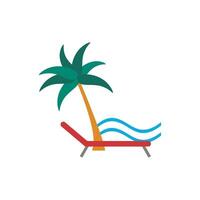 Sun Lounger flat icon. Color simple element from summer tourism collection. Creative Sun Lounger icon for web design, templates, infographics and more vector