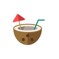 Coconut Cocktail flat icon. Color simple element from summer tourism collection. Creative Coconut Cocktail icon for web design, templates, infographics and more vector