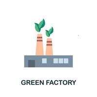 Green Factory flat icon. Simple element from save the world collection. Creative Green Factory icon for web design, templates, infographics and more vector