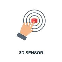 3D Sensor flat icon. Colored sign from robotics engineering collection. Creative 3D Sensor icon illustration for web design, infographics and more vector