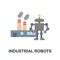 Industrial Robots flat icon. Colored sign from robotics engineering collection. Creative Industrial Robots icon illustration for web design, infographics and more vector