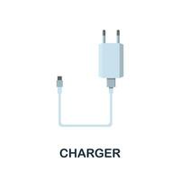 Charger flat icon. Color simple element from phone accessories collection. Creative Charger icon for web design, templates, infographics and more vector