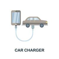 Car Charger flat icon. Color simple element from phone accessories collection. Creative Car Charger icon for web design, templates, infographics and more vector