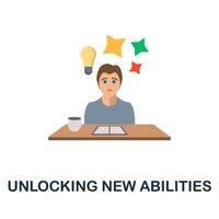 Unlocking New Abilities flat icon. Colored sign from personality collection. Creative Unlocking New Abilities icon illustration for web design, infographics and more vector