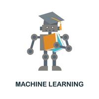 Machine Learning flat icon. Colored sign from machine learning collection. Creative Machine Learning icon illustration for web design, infographics and more vector