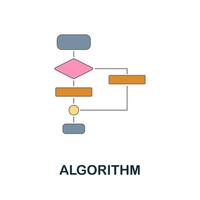 Algorithm flat icon. Colored sign from machine learning collection. Creative Algorithm icon illustration for web design, infographics and more vector