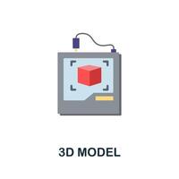 3D Model flat icon. Colored sign from machine learning collection. Creative 3D Model icon illustration for web design, infographics and more vector