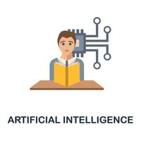 Artificial Intelligence flat icon. Colored sign from machine learning collection. Creative Artificial Intelligence icon illustration for web design, infographics and more vector