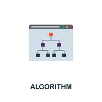 Algorithm flat icon. Colored sign from machine learning collection. Creative Algorithm icon illustration for web design, infographics and more vector