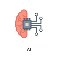 Ai flat icon. Colored sign from machine learning collection. Creative Ai icon illustration for web design, infographics and more vector