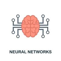 Neural Networks flat icon. Colored sign from machine learning collection. Creative Neural Networks icon illustration for web design, infographics and more vector