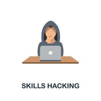Skills Hacking flat icon. Colored sign from machine learning collection. Creative Skills Hacking icon illustration for web design, infographics and more vector
