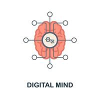 Digital Mind flat icon. Colored sign from machine learning collection. Creative Digital Mind icon illustration for web design, infographics and more vector