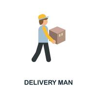 Delivery Man flat icon. Simple sign from logistics collection. Creative Delivery Man icon illustration for web design, infographics and more vector