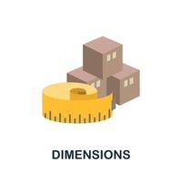 Dimensions flat icon. Simple sign from logistics collection. Creative Dimensions icon illustration for web design, infographics and more vector