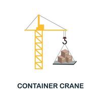 Container Crane flat icon. Simple sign from logistics collection. Creative Container Crane icon illustration for web design, infographics and more vector