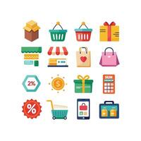Retail and Shopping Icon Set Collection Illustration vector