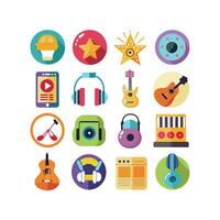 Music and Entertainment Icon Set Collection Illustration vector