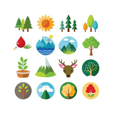 Nature Icon Set Collection Illustration