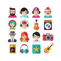 Music and Entertainment Icon Set Collection Illustration vector
