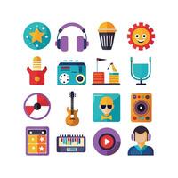 Music and Entertainment Icon Set Collection Illustration vector