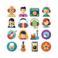 Music and Entertainment Icon Set Collection Illustration vector