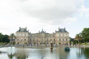 Paris France 02 June 2018 View of the Luxembourg palace, inside the public garden of the same name, one of the largest in Paris. photo