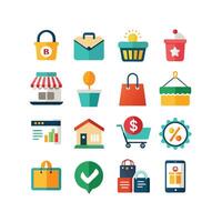 Retail and Shopping Icon Set Collection Illustration vector