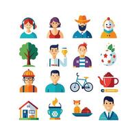 Lifestyle and Leisure Icon Set Collection Illustration vector