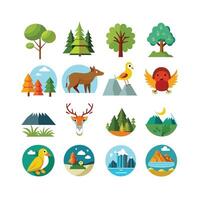 Nature Icon Set Collection Illustration vector
