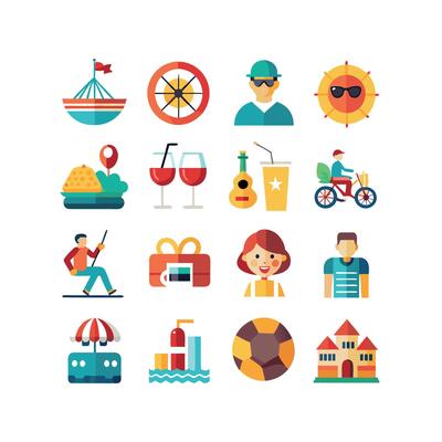 Lifestyle and Leisure Icon Set Collection Illustration