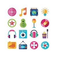 Music and Entertainment Icon Set Collection Illustration vector