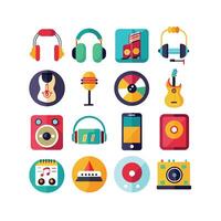 Music and Entertainment Icon Set Collection Illustration vector