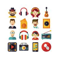 Music and Entertainment Icon Set Collection Illustration vector