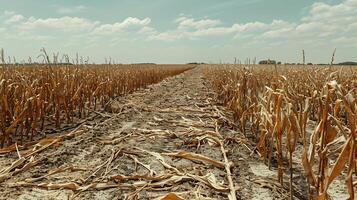 A withered and wilted crop field during a heatwave, portraying the vulnerability of agriculture to climate change-induced droughts and heat stress. Climate change photo