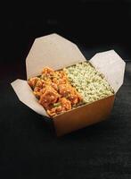 plate of view Crispy Chicken in paper box photo