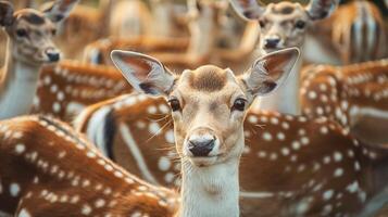 Beautiful realistic close up nature photo of a herd of deer