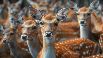 Beautiful realistic close up nature photo of a herd of deer