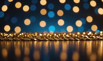Blue and gold Abstract background and bokeh photo
